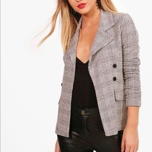 Petite Check Button Sleeve Blazer